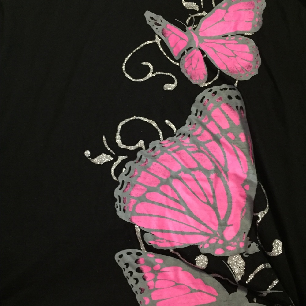 Butterfly T-shirt see thru top of shoulder